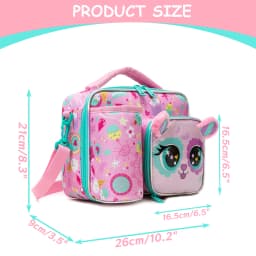 Cute Animal Kids Lunch Box Meal Bag Set Washable Lunch Bag&Reusable Leakproof Bag for School & Nursery It's Beautiful for Girls