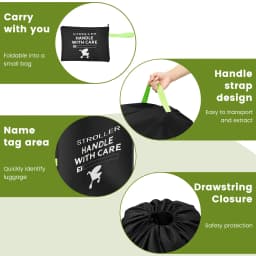 Baby Stroller Universal Dust Bag Large Capacity Gate Check Stroller Bag with Hand Straps Oxford Cloth Stroller Bag for Airplane