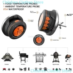 2025 Upgrade Outdoor Digital Wireless Bluetooth Dome Cooking Food Meat Thermometer for BBQ Charcoal Grill and Oven Smoker