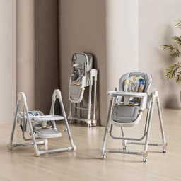 OWJHE 2-in-1 Baby High Chair & Rocker Convertible Feeding Chair W/Dual Trays & Cushions Foldable Sleep Seat for Newborn