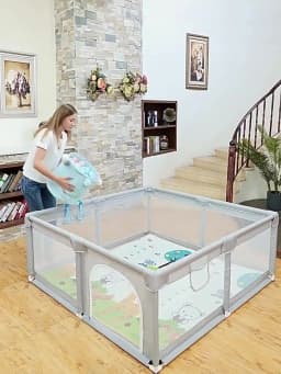 Infant Shining Children Playpen with Foam Protector Baby Playground Baby Safety Fence Kid Ball Pit Playpen for 0-6 Years Old Kid