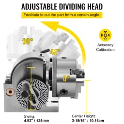 SucceBuy Dividing Head Precision Semi Universal BS-0 5" / 4" 3-Jaw Indexing Head Tailstock & Chuck for Drilling Milling Grinding