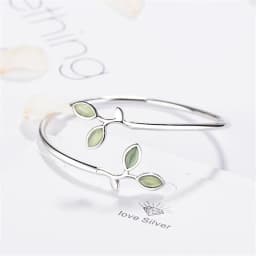 New Beautiful Sprout Exquisite Korean Style Fashion 925 Sterling Silver Jewelry Bracelets Literary Leaves Crystal Bangles SL028