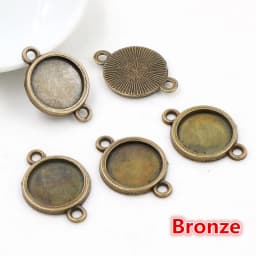 8mm 10 mm 12mm Inner Size Classic 7 Colors Plated One Sided Double Hanging Cabochon Base Setting Charms Pendant