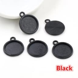 8mm 10 mm 12mm Inner Size Classic 7 Colors Plated One Sided Double Hanging Cabochon Base Setting Charms Pendant