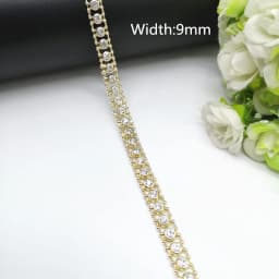 1 yard Rhinestone Chain Pearl Crystal Chain Sew On Trims Wedding Dress Costume Applique #ZL01-25