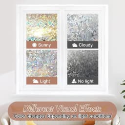Window Privacy Film Rainbow Static Cling Stained Glass Film Window Covering Sticker Non-Adhesive Removable Reflective for Home