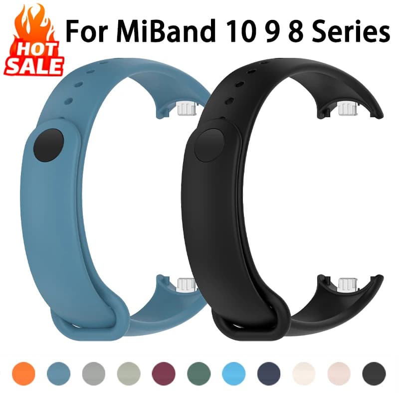 Silicone Strap For Xiaomi Mi Band 11 10 9 8 NFC Sport Bracelet Wristband Pulseira Correa Xiaomi Smart Band 11 10 9 8 Accessories