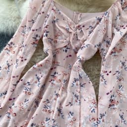 Korean New Spring Summer Chiffon Jumpsuit V-neck Puff Sleeves Folds Slim Slimming Floral Wide-leg Shorts Jumpsuit UK770