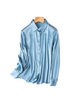 SuyaDream Woman Solid Shirts 93%Real Silk 7%Spandex Long Sleeves Chic Blouses, 2025 Spring Autumn Office Lady Top