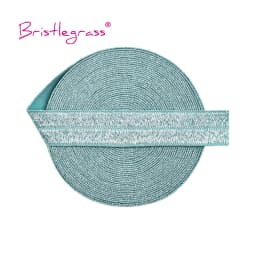 BRISTLEGRASS 2 5 10 Yard 5/8" 15mm Silver Glitter FOE Fold Over Elastics Spandex Bands Tapes Hair Tie Headband Dress Sewing Trim