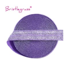 BRISTLEGRASS 2 5 10 Yard 5/8" 15mm Silver Glitter FOE Fold Over Elastics Spandex Bands Tapes Hair Tie Headband Dress Sewing Trim