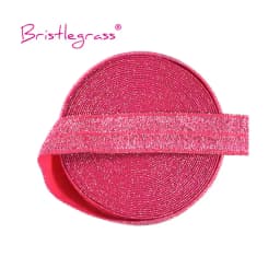 BRISTLEGRASS 2 5 10 Yard 5/8" 15mm Silver Glitter FOE Fold Over Elastics Spandex Bands Tapes Hair Tie Headband Dress Sewing Trim