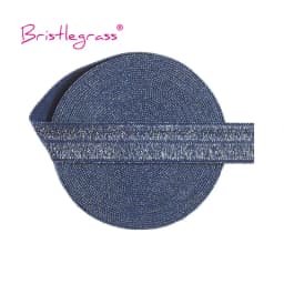 BRISTLEGRASS 2 5 10 Yard 5/8" 15mm Silver Glitter FOE Fold Over Elastics Spandex Bands Tapes Hair Tie Headband Dress Sewing Trim