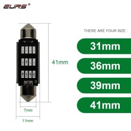 EURS 31MM 36mm 39mm 41mm Dome Light 12SMD 4014 SMD CANBUS Error Free Car Interior Bulb License Plate Lamp white red blue 12V 24V