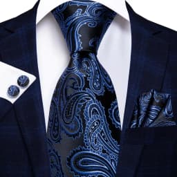 Navy Blue 63inches Mens Tie Set Extra Long Ties for Men Handkerchief Woven Classic Mens 160cm Necktie Pocket Square