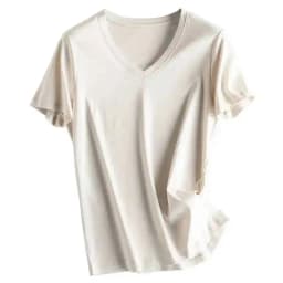 Summer 6% Mulberry Silk Cotton T-shirts Women Loose Round Neck Short Sleeve Luxury Tee Solid Color Basic Tops