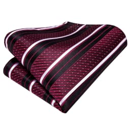 Hi-Tie Red Burgundy Paisley Solid Striped Wedding Tie For Men Business Party Silk Dropshipping Mens Necktie Hanky Cufflinks Set