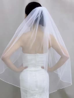 TOPQUEEN V107 Long Bridal Veils Crystal Beaded Wedding Veil With Crystal Edge 1 Tier Super Soft Bride To Be Veil Short