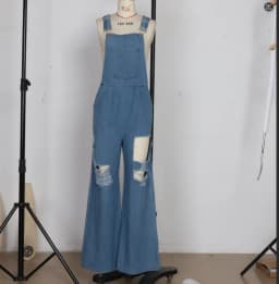 Women Denim Overalls Loose Jumpsuits Wide-leg Summer Female New Pocket High Waist Street Fashion Hole Casual Suspenders