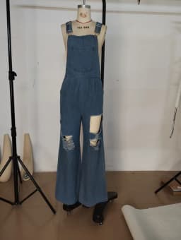 Women Denim Overalls Loose Jumpsuits Wide-leg Summer Female New Pocket High Waist Street Fashion Hole Casual Suspenders