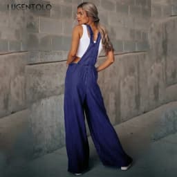 Women Denim Overalls Loose Jumpsuits Wide-leg Summer Female New Pocket High Waist Street Fashion Hole Casual Suspenders