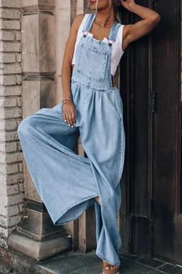 Women Denim Overalls Loose Jumpsuits Wide-leg Summer Female New Pocket High Waist Street Fashion Hole Casual Suspenders
