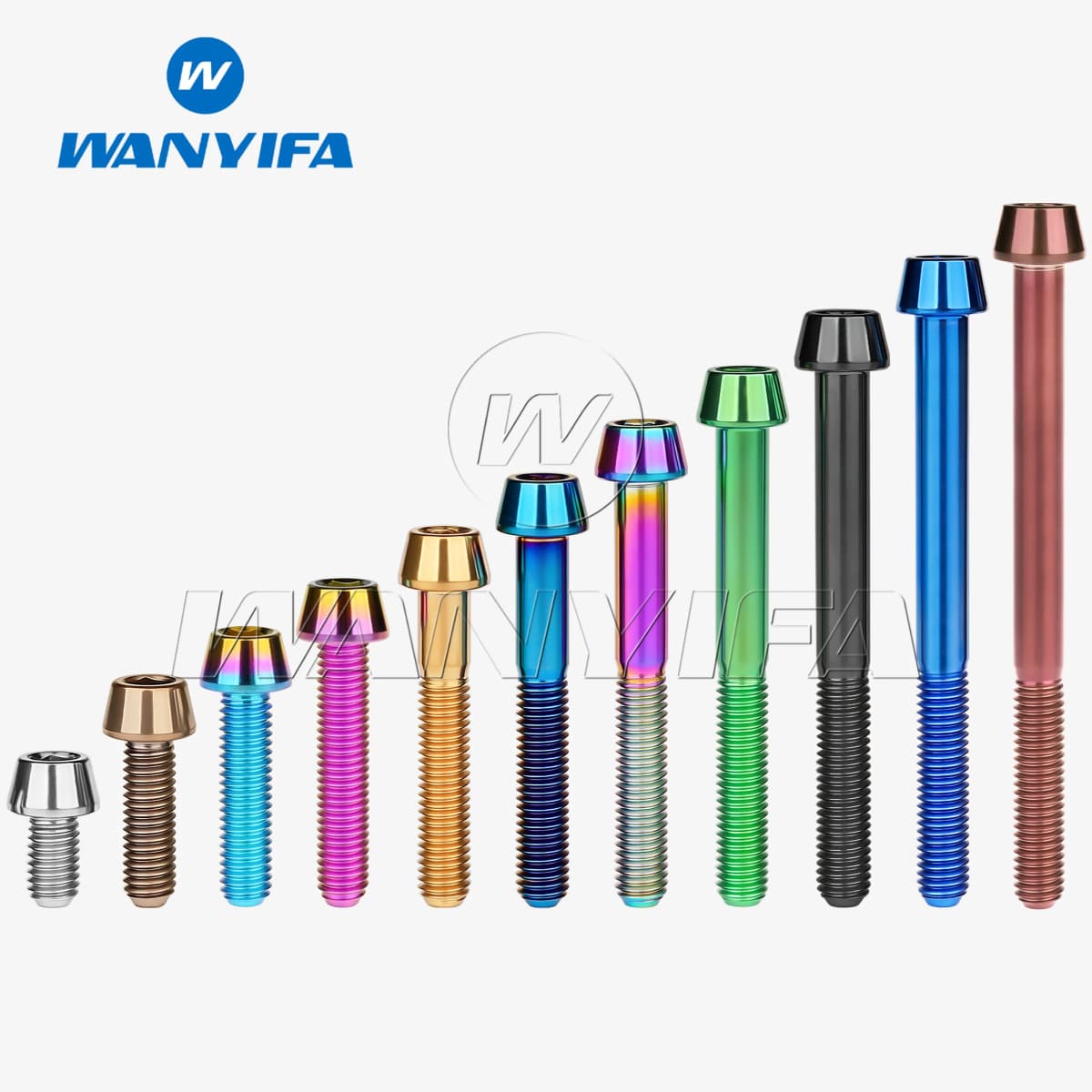 Wanyifa Titanium Bolt M5 x 9 16 18 20 25 30 35 40 45 50 55 60mm Allen Key Taper Head Bolt Screw for Bicycle Stem Seatpost