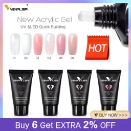 Venalisa New Acrylic Gel Poly Extension Nail Gel Soak Off UV LED Durable Gel Slice Tips Fast Dry Clear Jelly Gel Base Top Coat