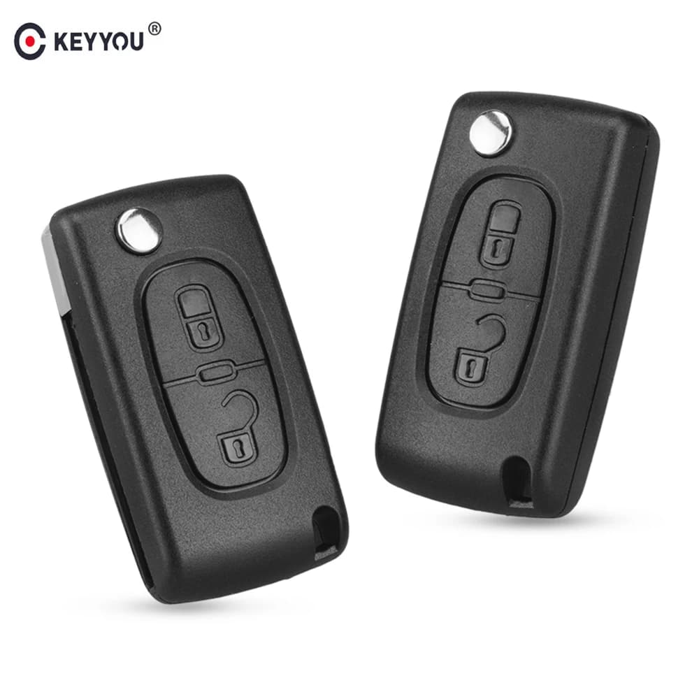 KEYYOU 2 Buttons Flip Folding Key Case Blank Shell For Peugeot 107 207 307 307S 308 3008 407 607 2BT