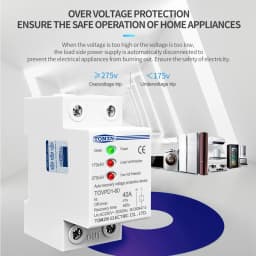 TOMZN 40A 230V Din Rail 3 LED Automatic Reconnect Over Voltage and Under Voltage Protective Device Protector Protection Relay