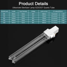 2pcs UV-9W 5W 7W 11W Ultraviolet Lamp UVC 254nm Water Air Disinfection Purification Sterilizer 9W H-Shape Tube for Germicidal