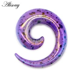 Alisouy 2pcs 1.2-20mm Acrylic Spiral Ear Gauges Fake Ear Tapers Stretching Plugs Tunnel Expanders Earlobe Body Piercing Jewelry