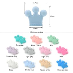 LOFCA 10pcs/lot Silicone Crown Beads BPA Free Silicon Teething Beads Baby Chew Teething Necklace DIY Pacifier Clips Accessory