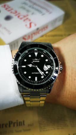 WINNER Classic Mechanical Watches Luxury Brand Business Automatic Watch for Men Rotatable Bezel Luminous Dial Steel Strap Clock