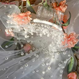 TOPQUEEN Pearls Bridal Veils with Comb Wedding Veil 1 Tier 3 Meter Luxury Long Wedding Veil Bridal Hair Accessories Wedding V180
