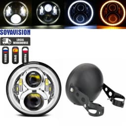 Universal 7" Led Motorcycle Headlight DRL H4 Headlamp For Honda Yamaha Suzuki Victory Kawasaki 7.5 Inch Lamp Housing Accessories