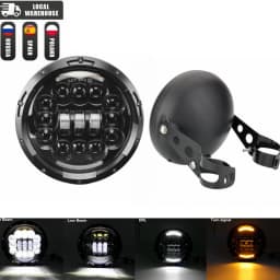 Universal 7" Led Motorcycle Headlight DRL H4 Headlamp For Honda Yamaha Suzuki Victory Kawasaki 7.5 Inch Lamp Housing Accessories