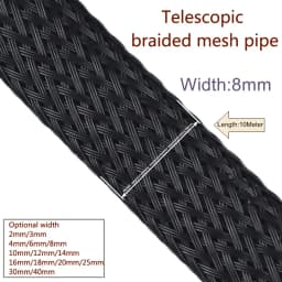 10M Black Braided Cable Sleeving PET Nylon Wrapping Cable Casing Cable Sleeves Wire 8mm/10mm/12mm/15mm/20mm/25mm