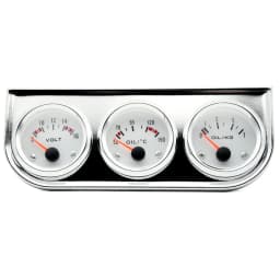 Oil Temp Oil Pressure Volt Gauge 52mm 3 in 1 Triple Gauge Kit Black/Chrome Bezel Black/White Face With Temp&Pressure Sensor