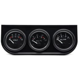 Oil Temp Oil Pressure Volt Gauge 52mm 3 in 1 Triple Gauge Kit Black/Chrome Bezel Black/White Face With Temp&Pressure Sensor