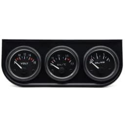 Oil Temp Oil Pressure Volt Gauge 52mm 3 in 1 Triple Gauge Kit Black/Chrome Bezel Black/White Face With Temp&Pressure Sensor