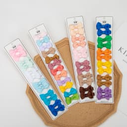 12Pcs/Lot Solid Color Grosgrain Ribbon Bowknot Kids Hair Clips Handmade Bows Baby Girls Barrettes Hairpins Photo Props Gift Set