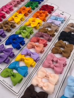 12Pcs/Lot Solid Color Grosgrain Ribbon Bowknot Kids Hair Clips Handmade Bows Baby Girls Barrettes Hairpins Photo Props Gift Set
