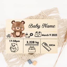 Custom Baby Wooden Memory Box Newbron Shower Gift Personalized Infant Keepsake Box Baby Birth Stats Box Umbilical Cord Box