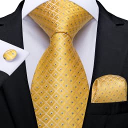 Luxury Blue Plaid Dot Ties For Men Solid Wedding Accessories Neck Tie Handkerchief Cufflinks Set Gravatas Mens Gift DiBanGu