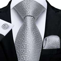 Luxury Blue Plaid Dot Ties For Men Solid Wedding Accessories Neck Tie Handkerchief Cufflinks Set Gravatas Mens Gift DiBanGu