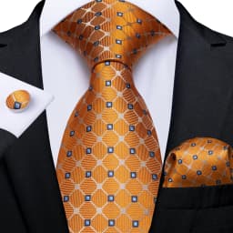 Luxury Blue Plaid Dot Ties For Men Solid Wedding Accessories Neck Tie Handkerchief Cufflinks Set Gravatas Mens Gift DiBanGu