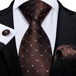 Luxury Blue Plaid Dot Ties For Men Solid Wedding Accessories Neck Tie Handkerchief Cufflinks Set Gravatas Mens Gift DiBanGu