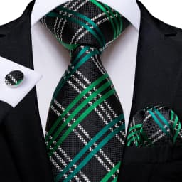Luxury Blue Plaid Dot Ties For Men Solid Wedding Accessories Neck Tie Handkerchief Cufflinks Set Gravatas Mens Gift DiBanGu